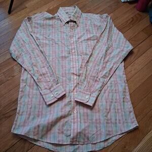 Burberry London Men's Plaid button down shirt Made in Usa Size M Pink
